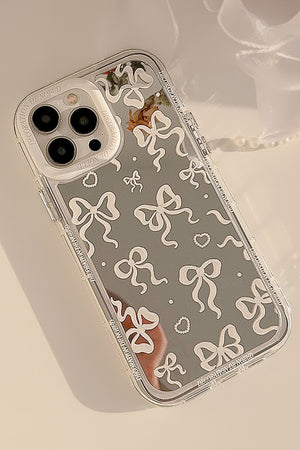 Silvery Mirror Effect Bowknot Print IPhone Phone Case