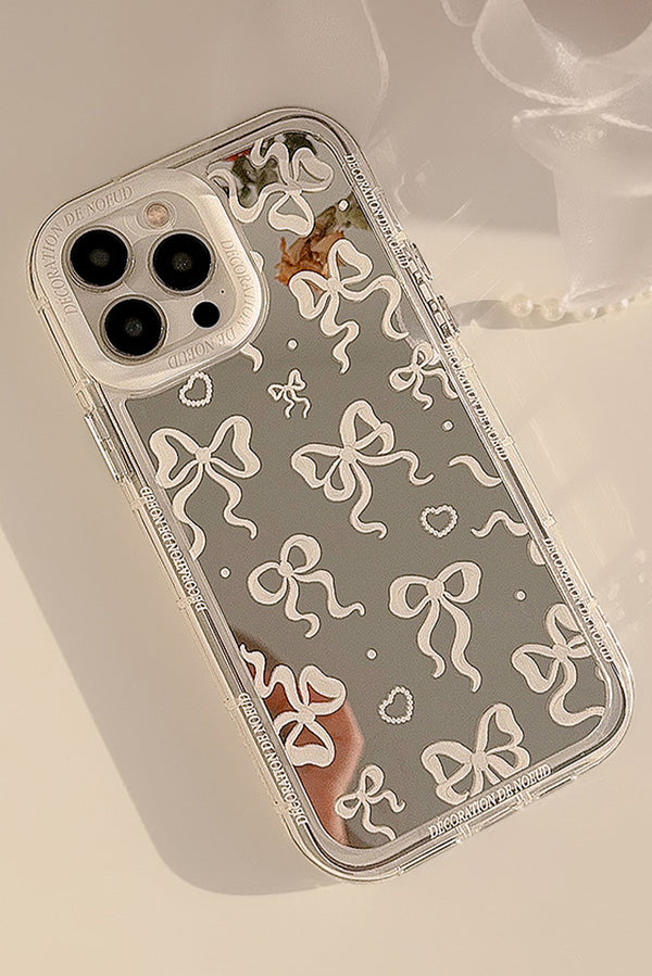 Silvery Mirror Effect Bowknot Print IPhone Phone Case