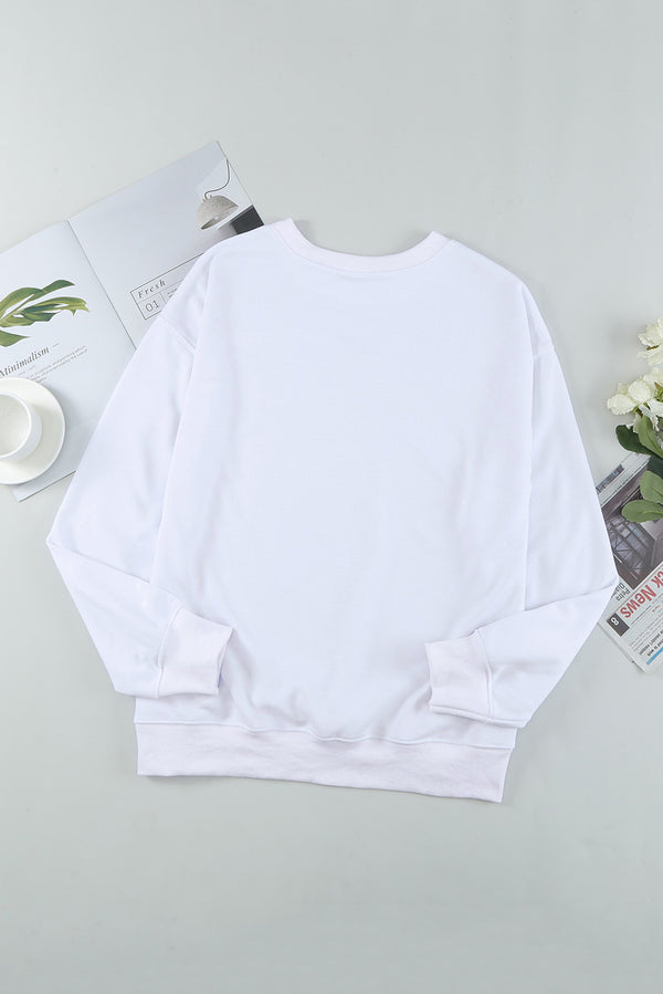White Plain Crew Neck Pullover Sweatshirt