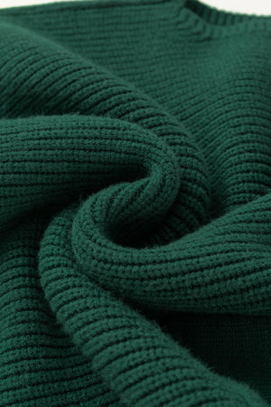 Blackish Green Chest Pocket V Neck Ribbed Cap Sleeve Sweater