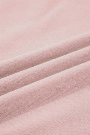 Light Pink Drop Shoulder Puff Sleeve Crop Pullover Drawstring Wide Leg Pants Set