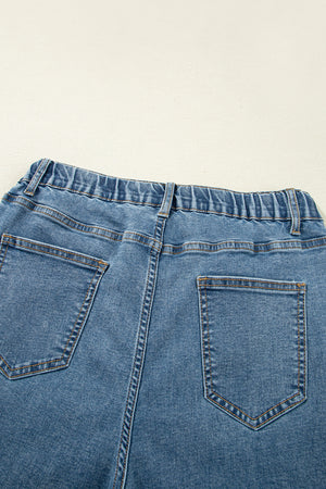 Dusk Blue Medium Wash Super Wide Leg Denim Pants
