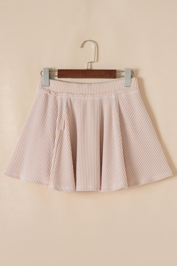 Jet Stream Corded Lantern Sleeve Top High Waist Ruffled Mini Skirt Set