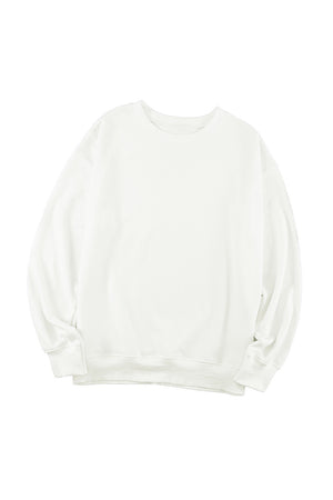 Beige Plain Crew Neck Pullover Sweatshirt