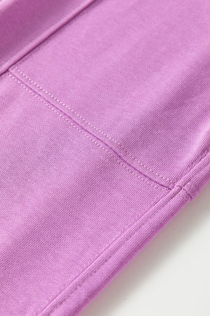Lilac Drawstring Elastic Waistband Solid Color Jogger Pants