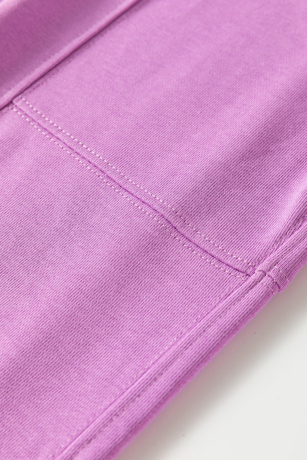 Lilac Drawstring Elastic Waistband Solid Color Jogger Pants