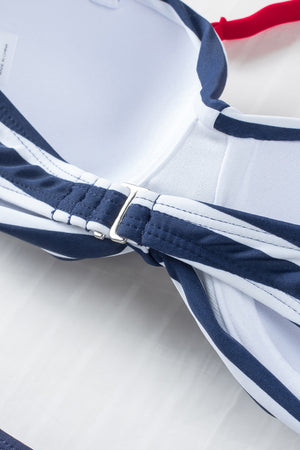 Blue Halter Bandeau Striped Bikini