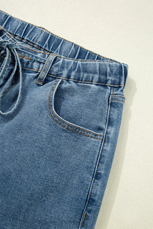 Dusk Blue Medium Wash Super Wide Leg Denim Pants