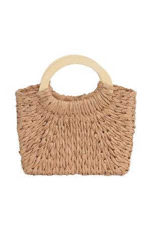 Camel Retro Straw Woven Handle Bag