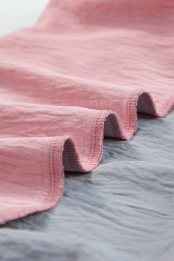 Dusty Pink Color Block/Pure Color Patch Pocket Shirt