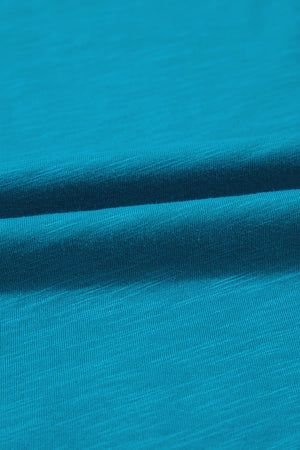 Peacock Blue Metallic Sheen Edge Scoop Neck Tank Top