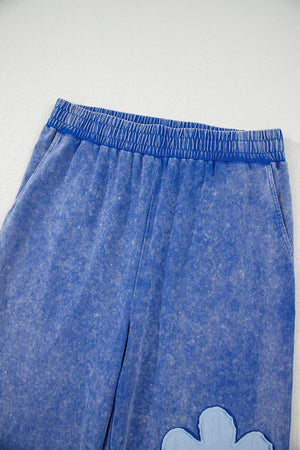 Lilac Floral Patch Exposed Seam Raw Edge Pants Set