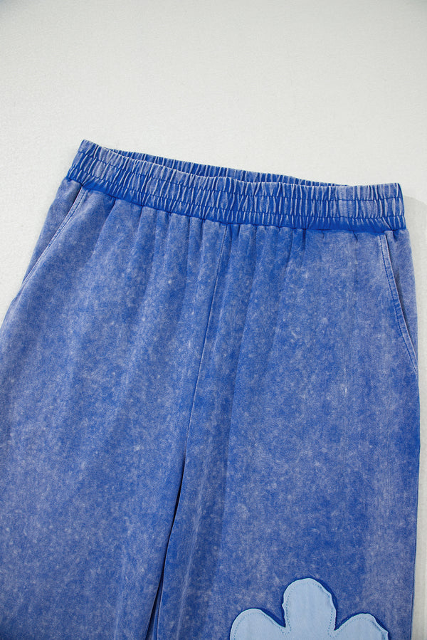 Lilac Floral Patch Exposed Seam Raw Edge Pants Set