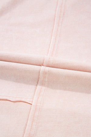 Pink Flower Patch Mineral Washed Terry Knit Cropped Wide Leg Pants