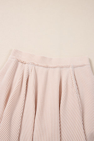 Jet Stream Corded Lantern Sleeve Top High Waist Ruffled Mini Skirt Set