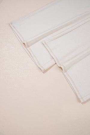 Beige Half Placket Chest Pockets Short Sleeve Wide Leg Jumpsuit