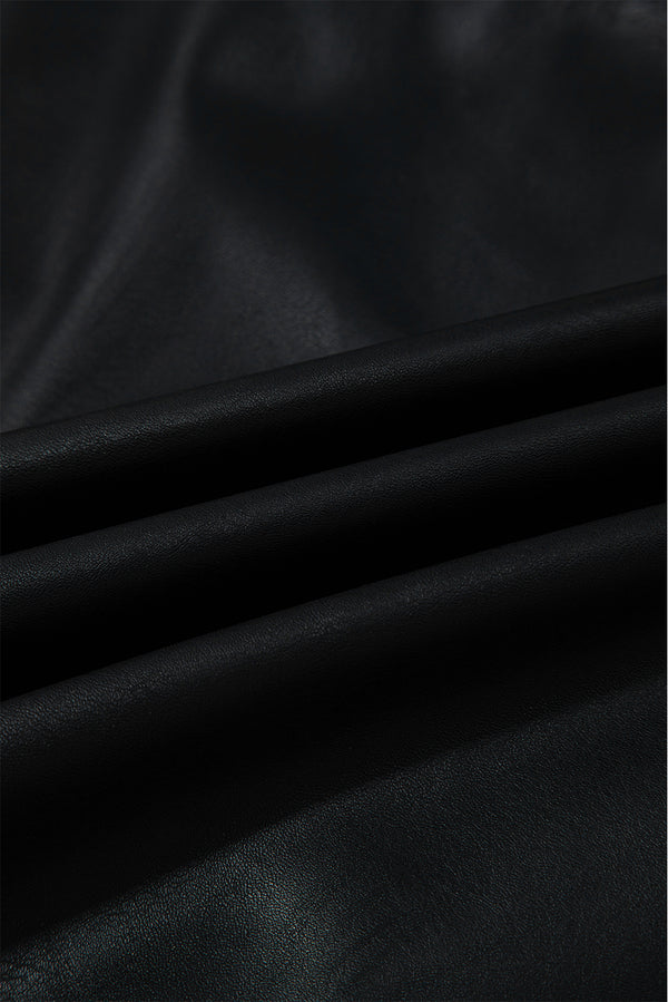 Black Vegan Leather Sleeveless Mini Dress