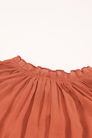 Tiered Ruffled Drawstring V Neck Top