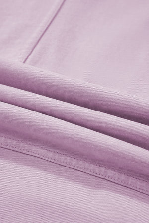Pink Mineral Wash Exposed Seam Drawstring Elastic Waistband Wide Leg Cargo Pants