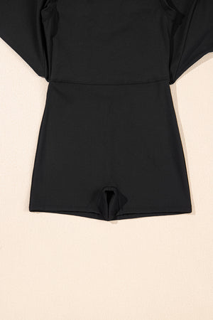 Black Sleeveless Knot Skirt Hem Sports Romper